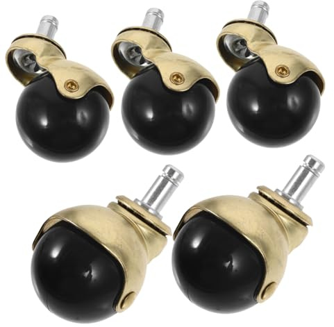 ROMISBABA 5 piezas Ruedas para Sillas de Oficina Doradas Giratorias para Suelos Duros y Alfombra Reemplazo Silencioso Fácil Instalación Muebles Oficina Hogar