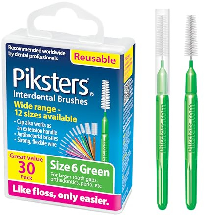 Piksters Interdental Brush Extra Large Gaps 30 Pack Green Size 6