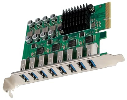 Obotsnoi USB 3.2 PCIe Card 8 porte 10Gbps Velocità Supporto Hard Disk Esterno Stampanti Scanner per Giocatori e Creatori Velocità Veloce USB