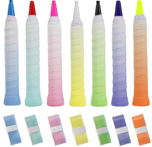 FENGCHUANG 7 stycken greppband tennisracket 110 cm × 2,5 cm 7 färger halkfritt självhäftande handlim lämpligt för tennis badminton- och squashracket