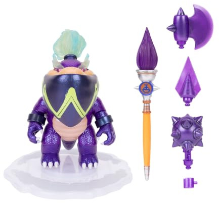 Super Mario Galaxy Movie Chomping Wonder Bowser Jr. 8 tum / 8 tum figur med flera huvuden målarpensel vapen, officiellt av Jakks Pacific, inkluderar stativ och vattenavslöjande klistermärken för