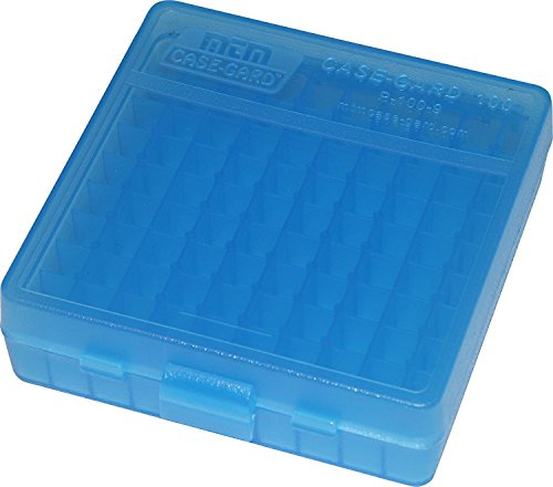 MTM PLASTIC AMMO BOX, CLEAR BLUE 100 Round 9MM / 380 - FREE SHIPPING (10)