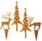 Gartenstecker Hirsch mit Tannen 4er Set - Weihnachtsdeko in Rostoptik zum Stecken 20-35cm groß - Gartendeko