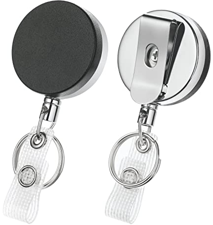 Vicloon Heavy Duty Llavero Retráctil Extensible, 2pcs, con Clip, Cable Acero, para Soporte de Tarjeta ID, Llave