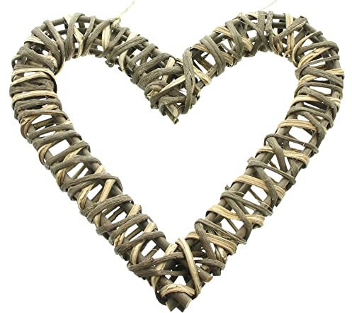 FRANK FLECHTWAREN Herz, Herzhänger Rebenholz, naturbelassen, kunstvoll verflochten, Maße: Ø 40 cm
