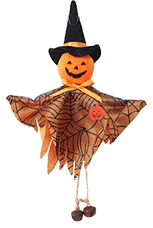 TianWlio Halloween-Dekorationen Halloween-Kürbis-Puppen-Party-Puppen-Anhänger für Innen- und Außen-Party-Feiertags-Dekoration Spiegel Bad Rund Holz (B, One Size)