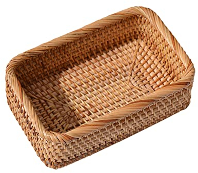 LICHENGTAI Panier rectangulaire en rotin tressé à la Main, Panier De Rangement Tressé Corbeille à Pain Panier à Pain Osier Rotin, Paniers De Nourriture De Service pour Fruits décoration de Cuisine