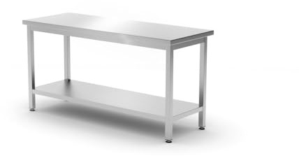 HENDI Arbeitstisch, Schwerlast-Arbeitstisch, Arbeidsplatte, mit Ablage, Zur Selbstmontage, Verstellbare Füße, 360˚-Arbeitsbereich, für Restaurant, Bar, Küche, 1600x600x(H)850mm, Edelstahl