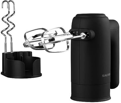 Salter Kuro Hand Mixer – Electric Baking Whisk, Dough Hook and Beater Attachments, 5 Speeds Settings with Turbo Function, Eject Function to Change Attachments, Easy-Store, Compact, Bread/Cakes, 300W