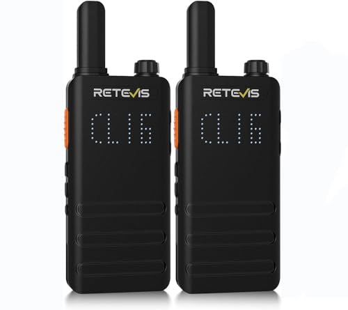 Retevis B63H Walkie Talkie, RT622P (2.0), PMR Funkgerät mit Bildschirm, 103 g Leicht, 15mm Ultradünn, 1620 mAh, VOX, USB C, Professionelle Walkie-Talkies für Camping, Familien (2 Stück, Schwarz)