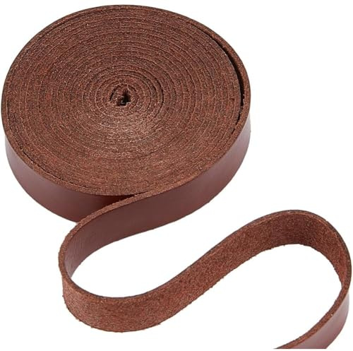GORGECRAFT 0.5 Inch Wide Flat Leather Cord 200cm Leather Strips 1.2mm Thick Glossy Imitation Leather Strap Threads Strings for DIY Crafts Guitar Belt Boot Lace Making Braiding Ropes, Saddle Brown