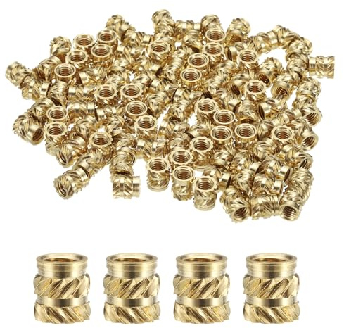 QUARKZMAN 50pz Inserti Filettati M4 Inserto Termofissato in Ottone M4x6,5mm, OD 6mm Dadi Inserti Zigrinati, Dadi Inserti Filettati Femmina in Ottone Stampa 3D