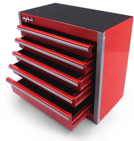 sdroceRyaM Mini Tool Box Metal Tool Chest with 5 Drawer Portable Toolbox Storage for Daily Storage and Organizers 215x115x195mm, Red