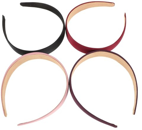 Beavorty 4pezzi Cercechio Per Capelli Donna Nero Cercechio Larghi in Tinta Unita Elastico Semplice Fascia Per Capelli Alla Moda Accessori Per Da Sposa Copricapo Per Ogni Occasione
