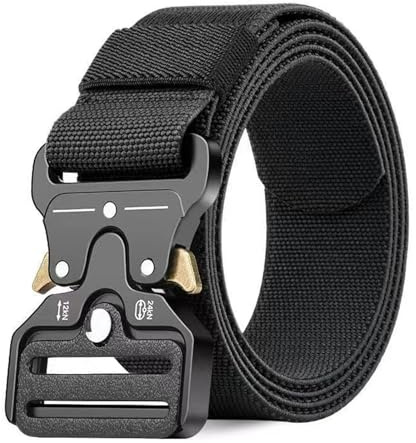 poraceous Cinturon Tactico Hombre, Cinturón de Lona de Nylon para Hombres, Cinturón Táctico Militar, con Hebilla de Metal Liberación Rápida, para el Ejército de Entrenamiento de Caza(Ancho 3.8 cm)