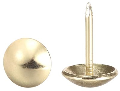 Unifizz 50 chiodi decorativi per tappezzeria, 11 x 17 mm, con testa rotonda per mobili, color oro, per divani, sedie, testiere, tappeti, artigianato del legno