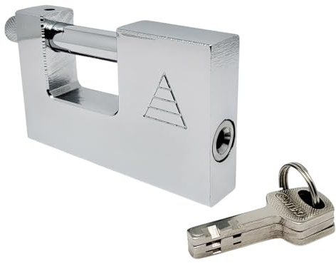 FAST WORLD SHOPPING - Cadenas blindé anti-effraction 67 mm en acier avec 3 clés - Cadenas haute sécurité pour moto, portail, amortisseur et garage - Cadenas blindées avec manille 8 mm