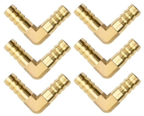 6 accesorios de manguera de latón, conectores de púas en forma de L de 90 grados de 10 mm para aire, agua, aceite, gas, instalación rápida para uso doméstico e industrial