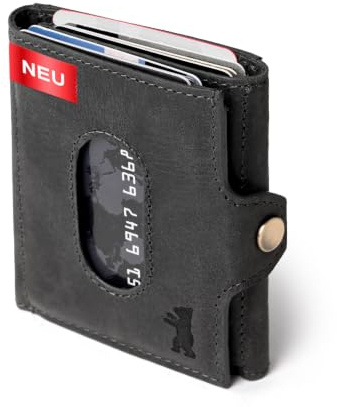 Berliner Bags Cartera Hombre de Piel Hamburg, Billetera Slim Compacta con Monedero, Protección RFID y Tarjetero - Gris Oscuro