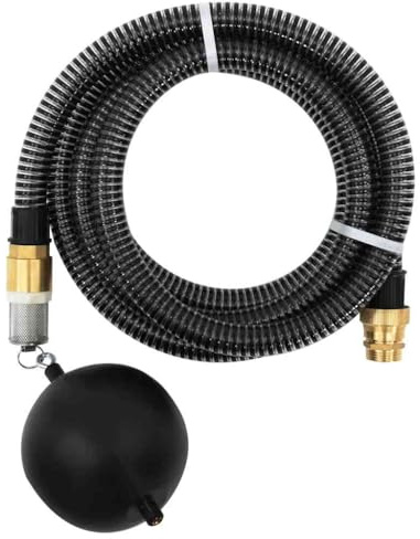 Ordellia Tubo di aspirazione con connettori in ottone nero 3 m PVC 1,1 pollici per pompa, giardino, prato, aiuola, terrazza e serra con valvola a piede, setaccio, galleggiante