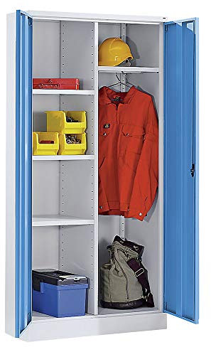 EUROKRAFT | Armoire pour Produits de Nettoyage Venlo | 1 Tringle | 3 tablettes | Gris Clair/Bleu Clair