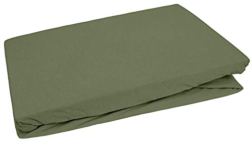 Bettwaesche-mit-Stil Spannbettlaken Jersey Spannlaken Spannbetttuch (180x200-200x220 cm, Matratzenhöhe bis 25cm, Dunkelgrün) Gewicht: 180g/m², 90% Baumwolle 10% Elasthan