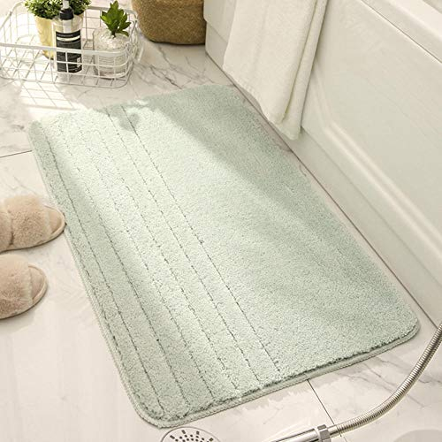 LNXSESN Badteppich Hellgrün Badvorleger Flauschig Mikrofaser Badematte rutschfest Duschvorleger Schnelltrocknend Badezimmerteppich Waschbar Badematten Bathroom Mat 40x60cm