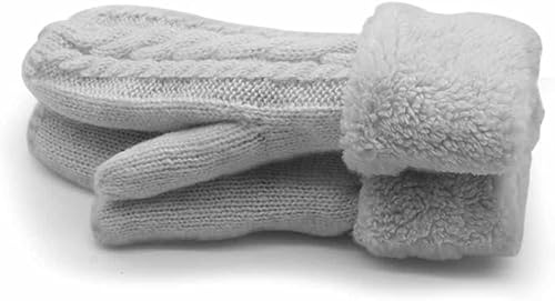 Femmes Gants Laine Hiver, Super Epais Chaud Mitaines Moufles Tricotés Doux Gloves Extérieur Outdoor Sport Gants, Cadeau d'Anniversaire Noël Parfait pour Femmes, Filles, Amants Maman (Gris)