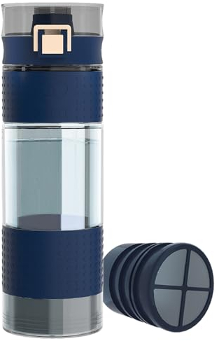 Hiking Water Filter Purifier Bottle Water Bottle with Filter Water Purification Bottle Emergency Water Filter Kit for Camping Travel Survival 17OZ (BLUE)…