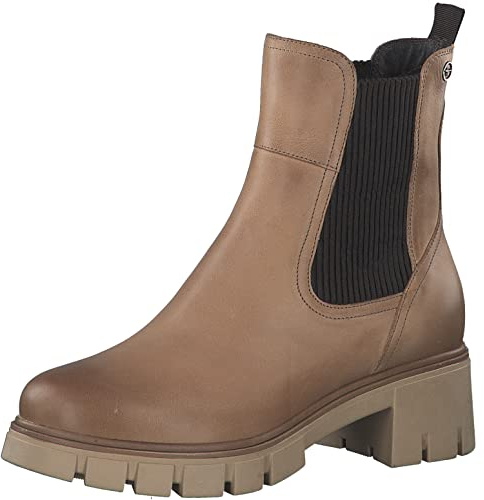 Tamaris Mujer Botines, señora Botas Chelsea,TOUCHit,Botas,Medias Botas,botín,Bota de Deslizamiento,Plano,Nut,36 EU