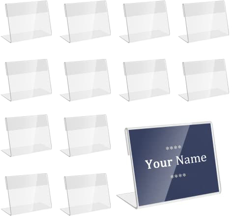 30 Stück (8 * 5cm) Vertikal Acryl Etikettenhalter Acryl Namenskarten Halter Preisschilder Aufsteller Waren Zeichen Display Halter für Informationsetiketten Visitenkarten Schulen Supermärkte Büros