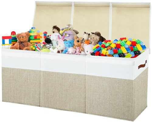 storasier Large Toy Box Chest,Toy Storage Organizer,Storage Bins with Lids,Stuffed Animal Storage,Toy Bins for Kids,Toddlers,Baby,Girls,Nursery,Living Room,playroom(Beige)