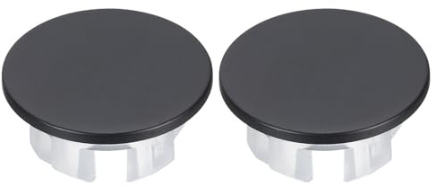 sourcing map 2Pcs Sink Overflow Cover Basin Trim Copper Overflow Rings Bathroom Kitchen Basin Drain Cover Hole Insert in Round Caps Replacement, Black