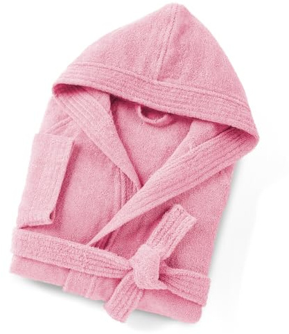 HOME ZEN HOUSEHOLD LINEN Robe Unisexe ARTICOLO Sophie en Éponge de Coton, 400g/m², avec Capuche et Poches, Tailles S-3XL, 8 Couleurs, rose, L