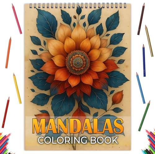 Zylota Libro para colorear con mandala para adultos, libro para colorear A4 para adultos, 30 exquisitos temas de mandala, libro para colorear para relajarse, atención plena y alivio del estrés
