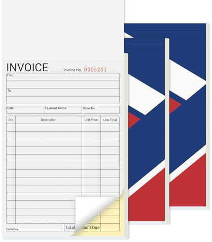 Belinlen 3 Pack Invoice Book Duplicate Without VAT 2-Part Carbonless