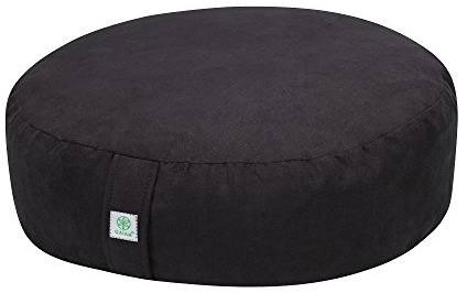 Gaiam Zafu Yoga Meditation Cushion - Ergonomic Buckwheat Hull Floor Pillow for Posture Support, Tailored Comfort with Adjustable Filling, Carry Handle, Versatile for Pilates and Relaxation - Black
