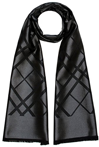 Lorenzo Cana Herren Schal aus 100% Seide aufwändig jacquard gewebt Damast Seidenschal Seidentuch Tuch schwarz black 25 cm x 160 cm - 8923311