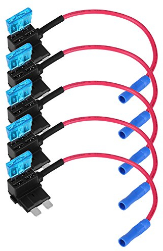 Keenso Auto Flachsicherung Adapter Set, 5 Set Auto Micro Mini/Mini/Standard Flachsicherung Adapter + 15A Sicherungshalter (Standard)