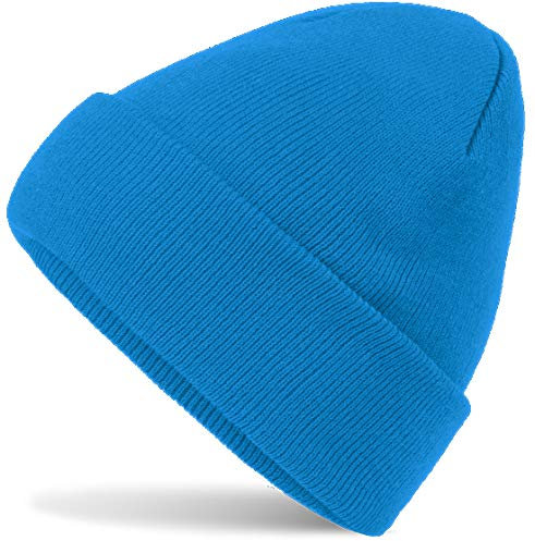 HatStar Wintermütze | Damen Beanie Mütze | Herren Feinstrick Beanie | für Frauen Männer Unisex | Cuffed Hats Weich & Warm (Saphire Blue)