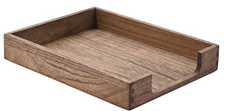 KIRIGEN Wood Letter Tray, Single-Tier Front-Load Desktop Paper Organizer, Brown Wooden Document Tray for Letter and A4 Paper, File Folder, Mail, Home Office Desk, 13.77 x 10.62 x 2.16 Inch, TP-DBR