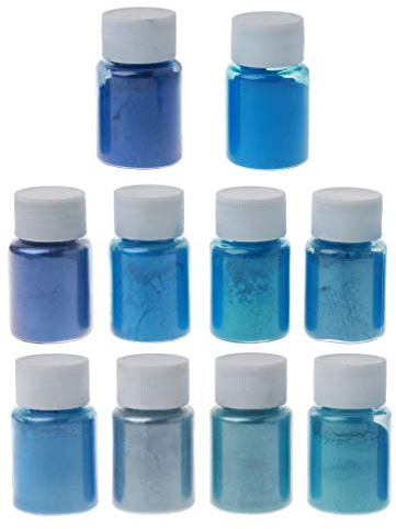Geneic - Kit di colorante in resina epossidica, 10 colori blu mare mica in polvere e pigmento in resina epossidica colorante cosmetico per make up sapone