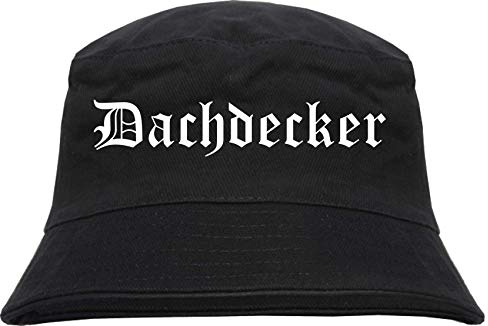 sostex Dachdecker Fischerhut - Altdeutsch - Bedruckt - Bucket Hat Anglerhut Hut L/XL Schwarz