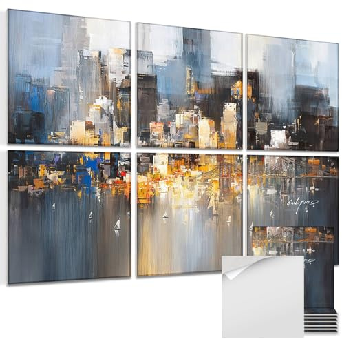 EVENRISING Art Acoustic Panels, 72x48x0.4 Sound Absorbing Panels,Better Sound Panels than Soundproof Foam,Self adhesive Soundproof Wall Panels for Recording Studio, Abstract city