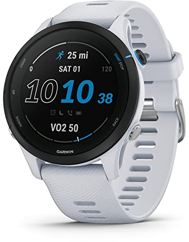 Garmin Forerunner® 255 Music GPS Running Smart Watch with Music Advanced Information Long Life Battery White