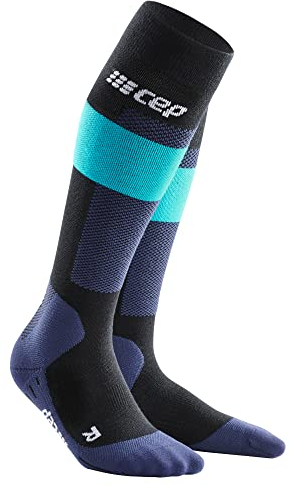 CEP - SKIING MERINO COMPRESSION SOCKS für Damen | Ski Sport Merino Socken mit Kompression und perfektem Fußklima dank Merino Wolle | Blau | Größe III | M