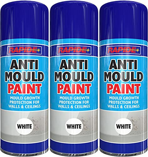 Q&H 400ML Anti Mould Spray White Matt Paint Molds Killer - Treat Damp Walls Black Stain Removal Paints Stop Moulds Growth - Protect Wall & Ceiling Fungus Algae Basements, Bathrooms, Kitchen (3)