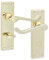 Infinity Decor Set of Polished Brass Victorian Scroll Lever Door Handle on Rectangular Backplate Thumb Turn Bathroom Latch Lever Privacy Interior Doors