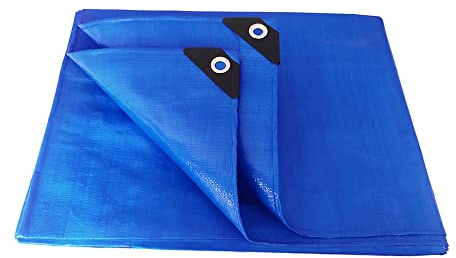 ANSIO Tarpaulin 2m x 3m Water-resistant Tarp with Reinforced Eyelets - Blue