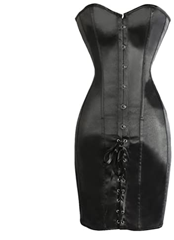 WEITING Corsetto sexy da donna Bustier Top gotico dimagrante corsetto abito lungo busto in acciaio ossa overbust curva shaper corpo shapewear taglie forti nero, S